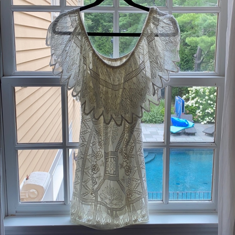 White off the shoulder embroidered dress
